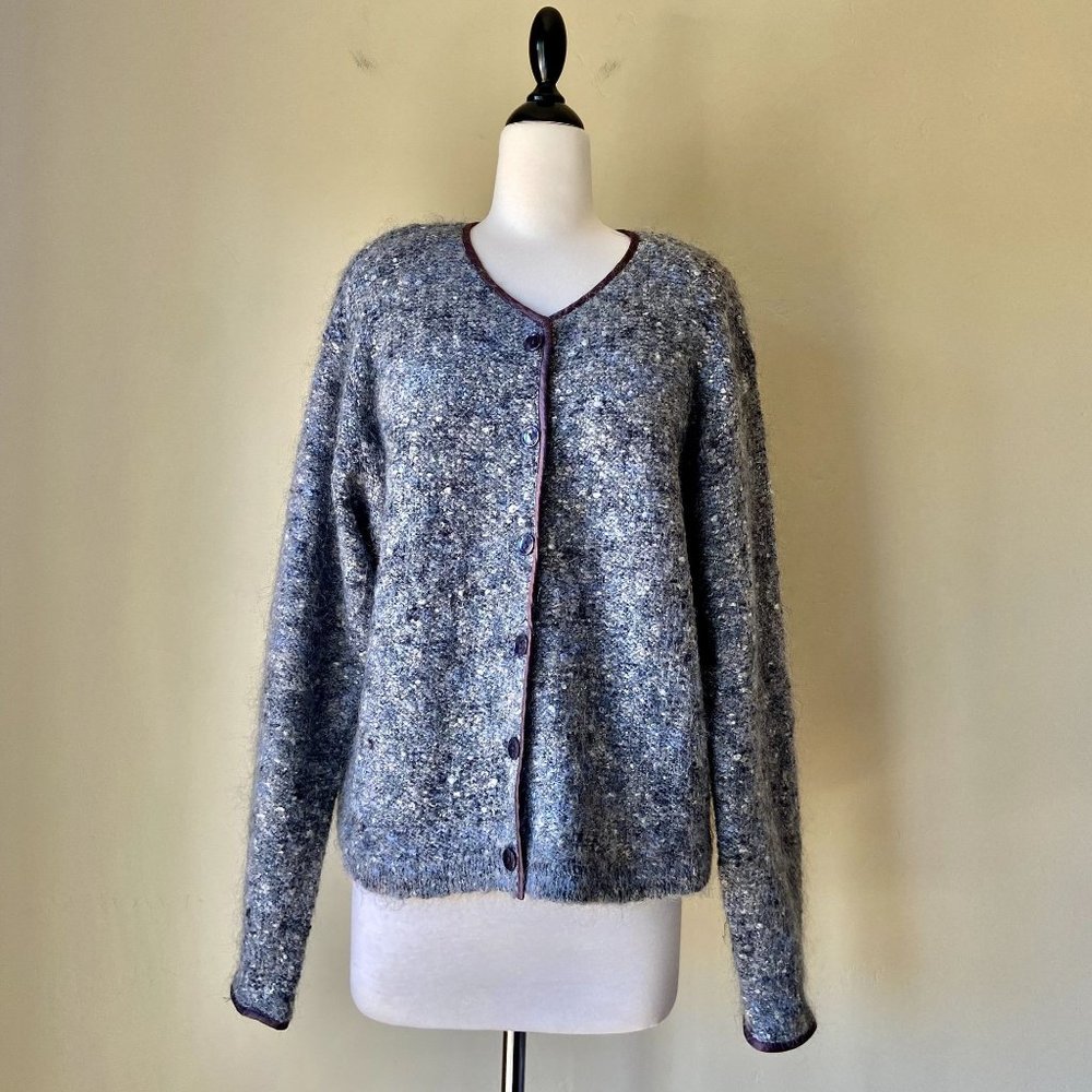 Vintage Mohair Mixed Knit Gray Granny Core Cardigan